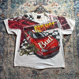Vintage Dale Earnhardt Jr Budweiser All Over Print Racing T-shirt Large